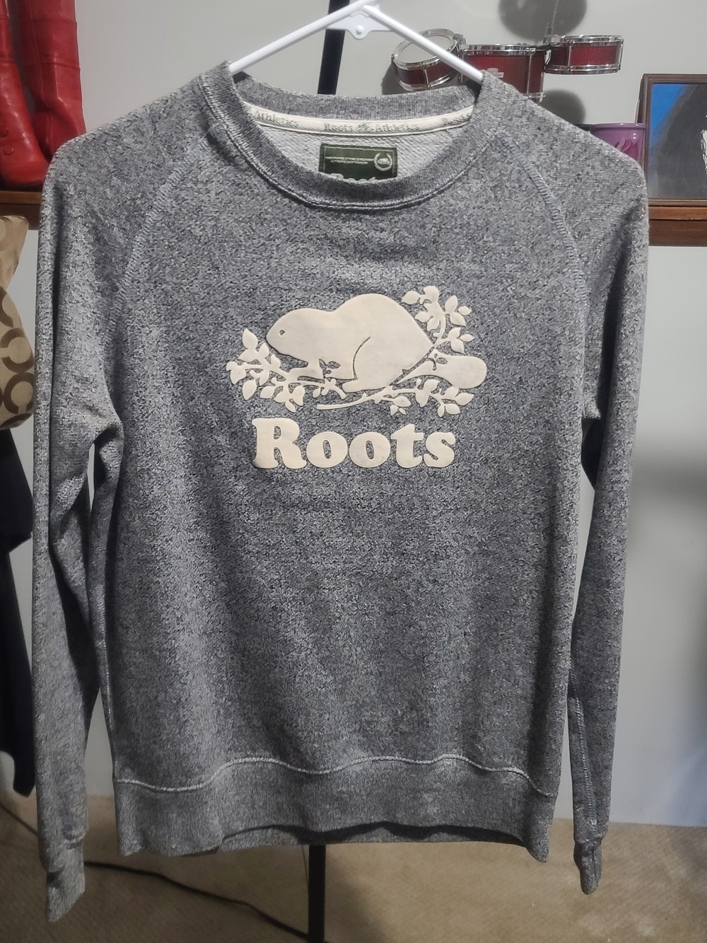 Roots Grey Crewneck Sweatshirt and Pants with Cream Logo